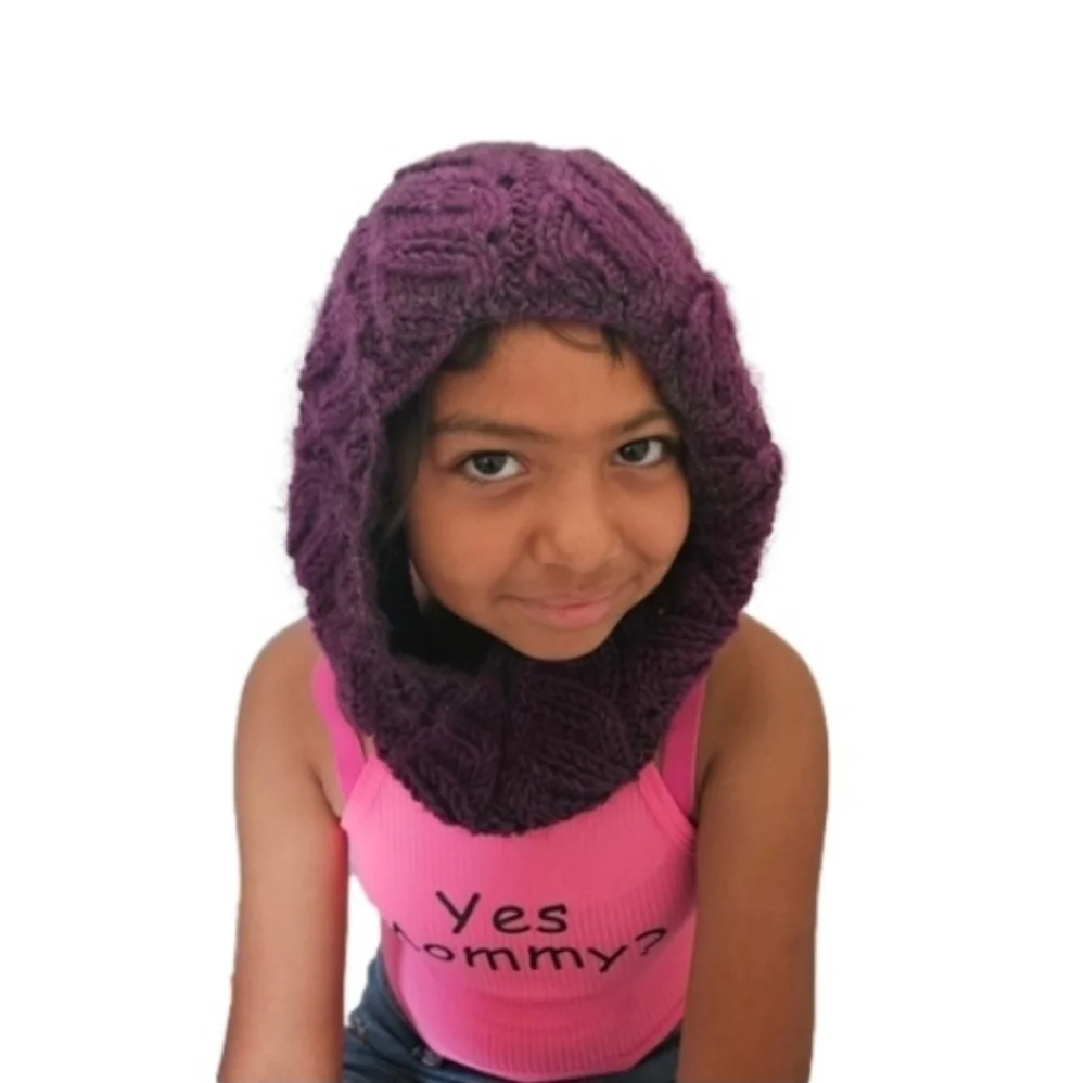 Hand Crafted Scarf Unique chunky knit Multipurpose Purple Black Crochet Handmade